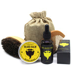 BellyLady 5Pcs/Set Men Moustache Cream Beard Oil Kit with Moustache Comb Brush Storage Bag Styling Beard Set